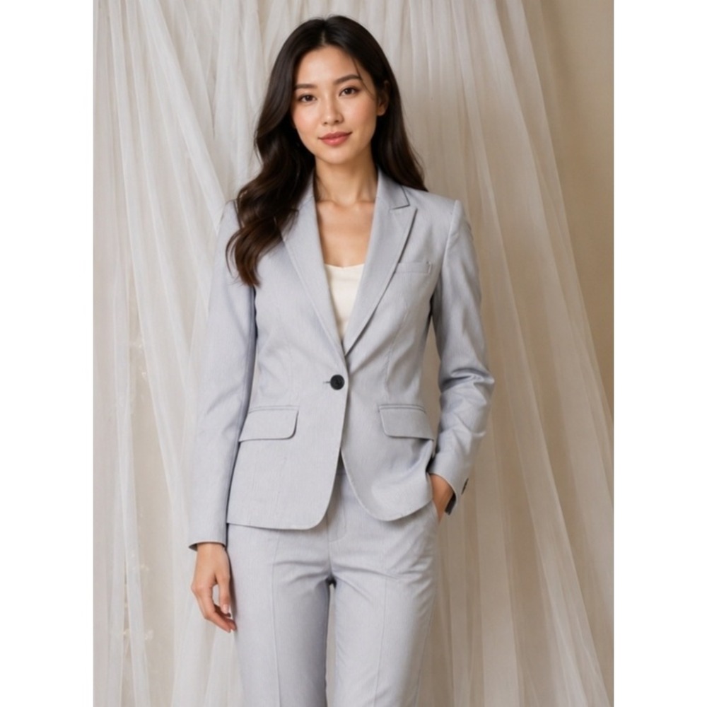 Banana Republic Cotton Tailored Blazer Career Vented Gray Office Acadamia 0/P